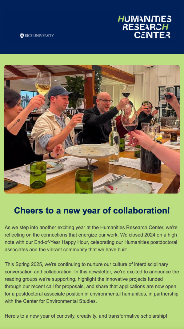 Screenshot of newsletter