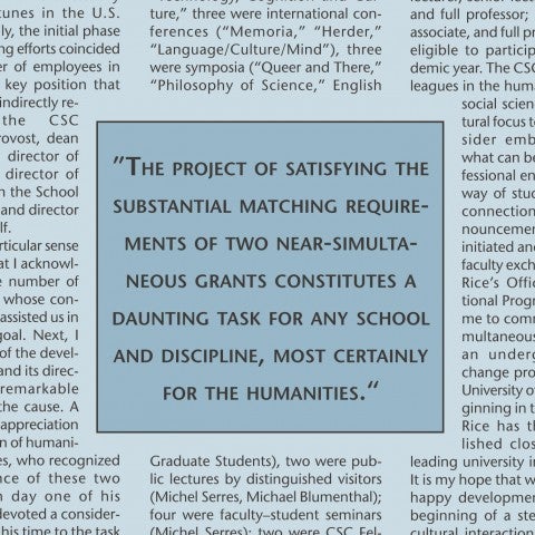 Center fulfilled one-to-four NEH matching grant to attract distinguished visiting faculty, having raised $1.6 million over four years.