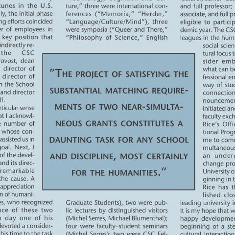 Center fulfilled one-to-four NEH matching grant to attract distinguished visiting faculty, having raised $1.6 million over four years.