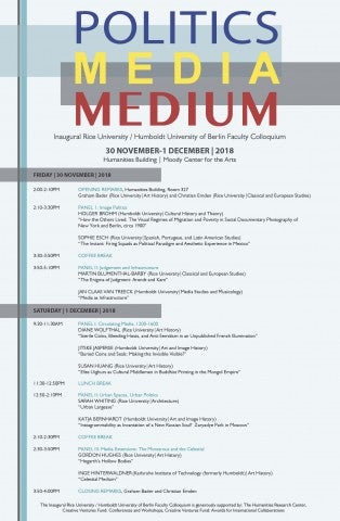 Inaugural Rice/Humboldt Faculty Colloquium: Politics, Media, Medium